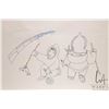 Image 2 : Unframed original coloured ink drawing, titled "Fishing Through The Ice" by artist Nanogak, 1969, Ho