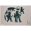Image 2 : Unframed limited edition stencil print, titled Family Running from Polar Bear" pencil signed in syll