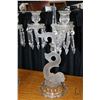 Image 2 : Pair of Baccarat/ Baccarat style crystal mermaid three branch candelabras with molded frosted mermai