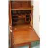 Image 2 : Refinished antique oak side X side secretaire with fall front writing surface, fitted interior, serp