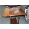 Image 2 : English oak drop leaf tea trolley with barley twist supports, 30" H X 29" X 18" plus two 8" drop lea