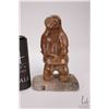 Image 2 : Soapstone carving of an Inuit figure, signed on base M. Farid, Bonne Fete, 7 1/2" in height