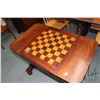 Image 2 : Antique games table with checkered game board, can be removed to expose backgammon board with storag