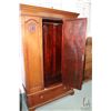 Image 2 : Antique three pieces, single door wardrobe with beveled mirror, drawer base and Nouveau influenced c