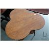 Image 2 : Clover leaf shaped quarter cut oak occasional table with twist support, under shelf and cast feet, 2