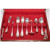 Image 3 : Wooden canteen with a selection of Northumbria sterling silver flatware "Normandy Rose" including ei