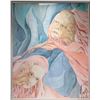 Image 1 : Framed original watercolour painting of two women, signed by artist under frame, 38" X 36". Note: Ar