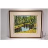Image 1 : Framed original acrylic on board painting, of a wooded autumnal creek scene, signed by artist Crane 