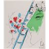 Image 2 : Framed lithograph, labeled on verso "The Ladder" (1887) by Russian artist Marc Chagall, overall dime