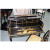 Image 2 : Black lacquered Chinoserie spinet desk with flip up top, pull out writing surface and fitted interio