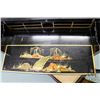 Image 3 : Black lacquered Chinoserie spinet desk with flip up top, pull out writing surface and fitted interio