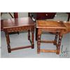 Image 1 : Two Tudor style small oak occasional tables, each approximately 17" in height