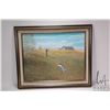 Image 1 : Framed acrylic on board painting of children in a field flying a kite, by artist J.O. McIntyre '79 (