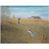 Image 2 : Framed acrylic on board painting of children in a field flying a kite, by artist J.O. McIntyre '79 (