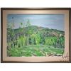 Image 1 : Framed acrylic on canvas painting, tittled on verso "Spring Green, Bow River Forest" signed by artis
