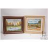 Image 1 : Two small original acrylic on board paintings including labeled on verso "Spring Run-Off- Sunnybrook