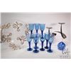 Image 1 : Selection of glasswares including nine 8" high goblets, hand painted IVV Italian made charger, Marth