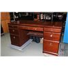 Image 1 : Modern double pedestal office desk with fold down keyboard, made by DeFehr Furniture Ltd. 30" X 61" 