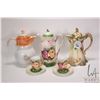 Image 1 : Selection of cocoa pots including floral transferware with two matching cups and saucers, German mad