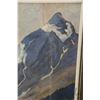 Image 3 : Original oil on board mountain landscape with train, signed by artist, ( partially hidden under fram