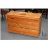 Image 1 : Hand crafted carpenter's portable tool box with fold down front exposing storage drawers, 18" X 29" 