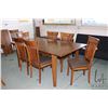 Image 1 : Modern dining table 42" X 75" plus two 16" insert leaves, eight chairs with upholstered seats, made 