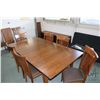 Image 2 : Modern dining table 42" X 75" plus two 16" insert leaves, eight chairs with upholstered seats, made 