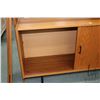Image 2 : Mid century modern style, teak veneer wall unit with sliding doors and adjustable shelves, note: she