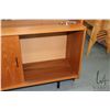 Image 3 : Mid century modern style, teak veneer wall unit with sliding doors and adjustable shelves, note: she