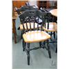 Image 2 : Modern 40" round natural wood and dark grey painted dinette set, includes two 11" insert leaves and 