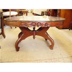 Oval American walnut glass tray coffee table (227)