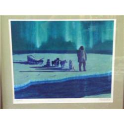 Matted and framed, signed and numbered Fred Machetanz "What every hunter fears" 189/950 (3)