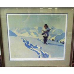 Double matted and framed, signed and numbered Fred Machetanz "Moose tracks" 156/950 (3)