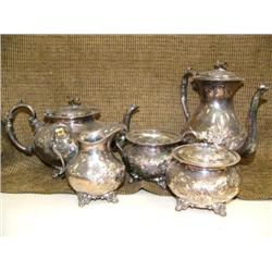 5 piece silver plated tea set, beautifully embossed (3)
