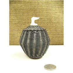 Baleen basket 4.5", hard as a rock, super quality, by James Omnik of Pt. Hope with whale's tail fini