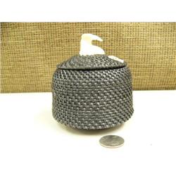 4" baleen basket by Lily Hanks, solid as a rock with whale's tail finial  #760F(2)