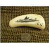 Image 1 : 4" whales tooth scrimshawed with ivory kayaker, circa 1950 (2)