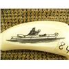 Image 2 : 4" whales tooth scrimshawed with ivory kayaker, circa 1950 (2)