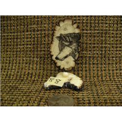 Scrimshawed fossilized ivory by Homer Cole of wolf (2)