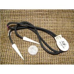 Ivory bolo tie with scrimshawed eagle and ivory drops (2)