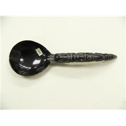 Horn handled spoon with Tlingit designs and silver mounting (3)