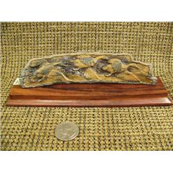 6.5" relief carved mammoth ivory of 3 flying ducks #M070 - imported (2)