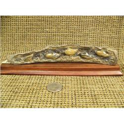 Relief carved mammoth ivory - imported, 8.5" long of 5 salmon swimming upstream (2)