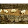 Image 2 : Group of 3 ivory musk ox mounted on cotton wood bark 7.5" by Robert Kokuluk (2)