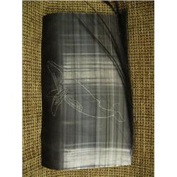 10" baleen skirmished with whale on one side, group of killer whales on other (2)