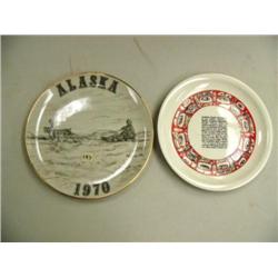 Lot of 2: 1970 George Ahgupuk plate and Alaska plate with totemic designs (2)