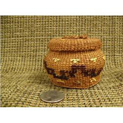 Very fine Tlingit cedar basket, very tight 3" beautiful design, excellent condition (3)