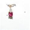 Image 1 : Ruby and diamond pendant 10k yellow gold plated: ruby (oval faceted, approx. .25 carats, clarity tra