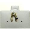 Image 1 : Sapphire and diamond wishbone pendant 10k yellow gold: Sapphire (round, faceted, appox. .05 carats, 