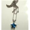 Image 1 : Blue topaz pendant and chain 14k white gold: Blue topaz (star shaped, faceted, approx. 1.25 carats, 